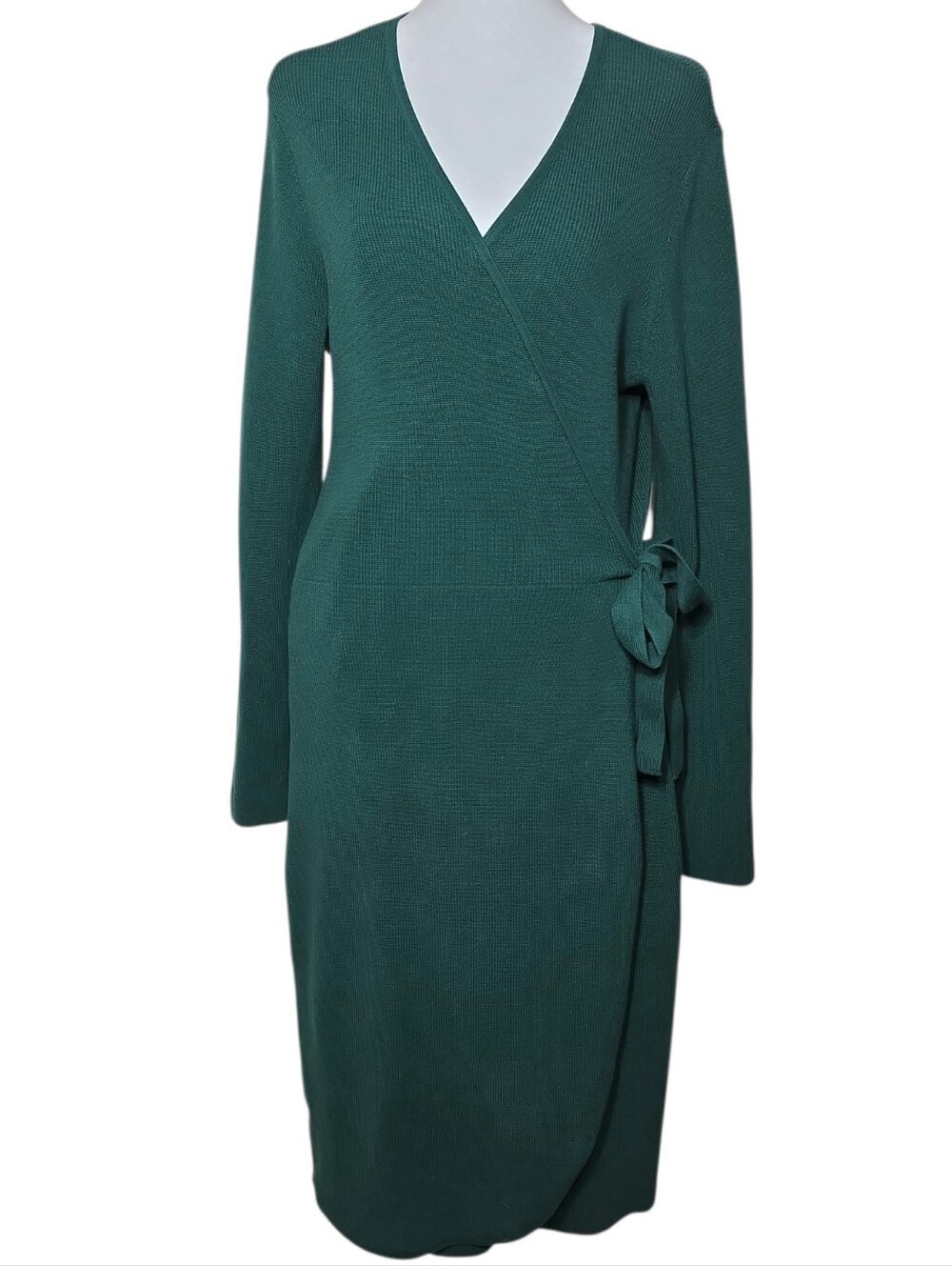 LOFT Outlet Forest Green Faux Wrap Sweater Dress